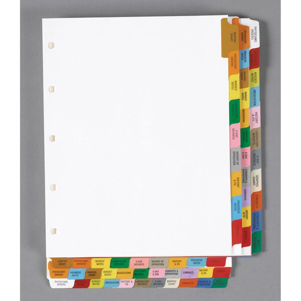 Chart Divider Set Paper Hospital 9 Tabs Side CLOSEOUT ITEM